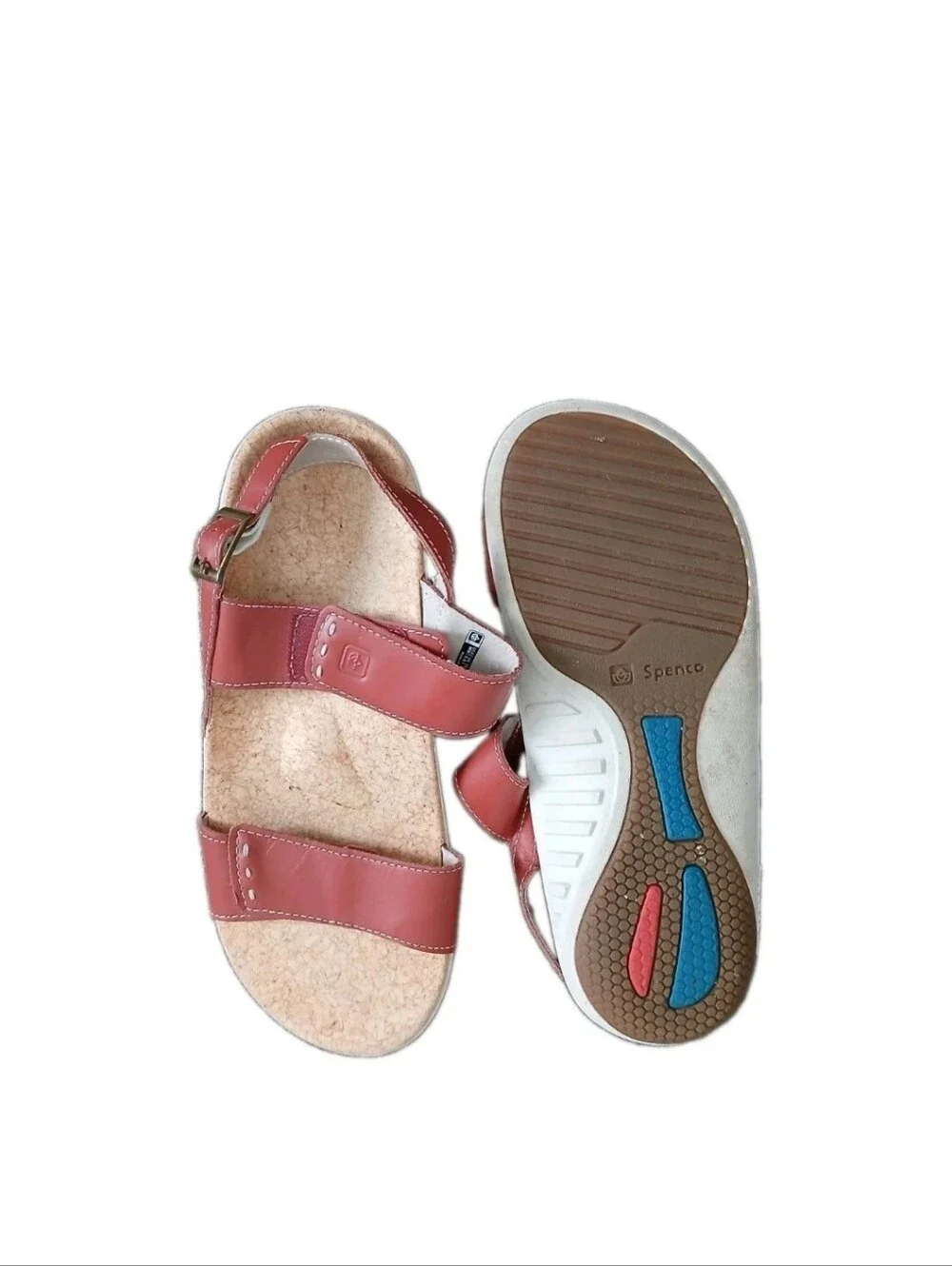 Spenco Women's  Sandals Brick Red Double Strap Leather Upper Comfort  Size 8.